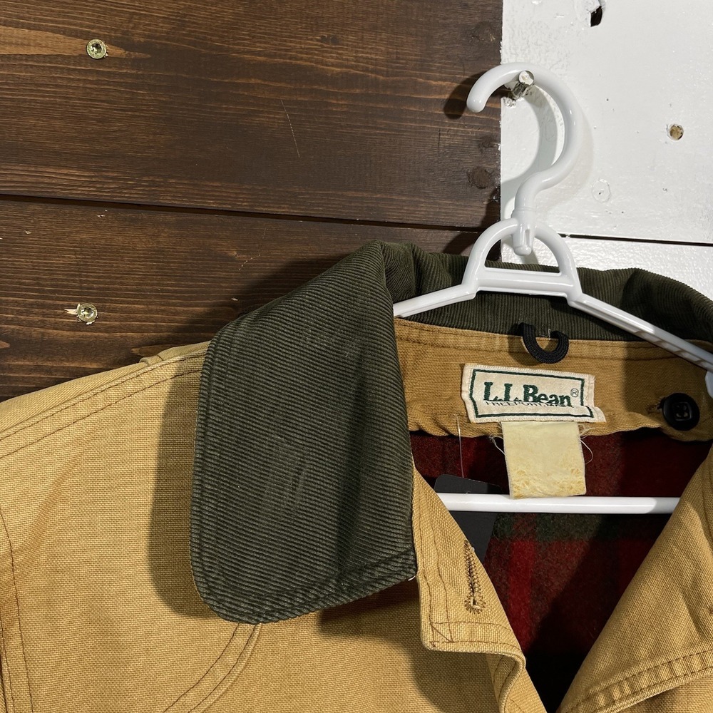 Vintage 80s LL Bean Womens Large Oversized‎ Jacket Canvas Plaid Chore Jacket - Picture 12 of 12